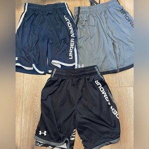 Under Armour Boy’s Medium Athletic Shorts - Navy, Gray, and Black